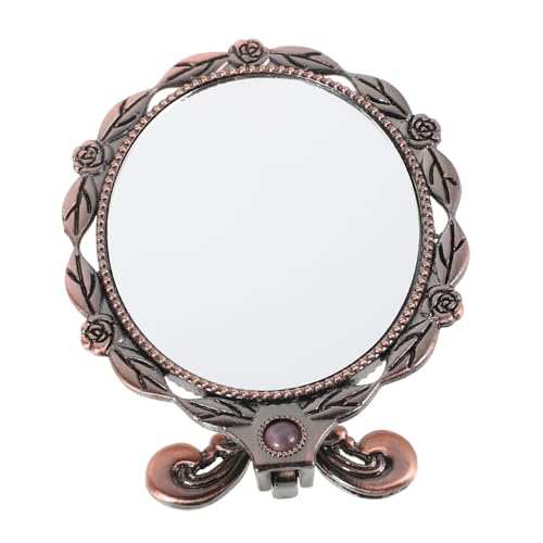 HANABASS Retro -Spiegel Spiegel Reisespiegel Tragbarer Make -up -Spiegel Handspiegel Handspiegel Mit Griff Kompaktspiegel Schminkspiegel Tragbarer Faltbarer Schminkspiegel Hellbraun Glas von HANABASS