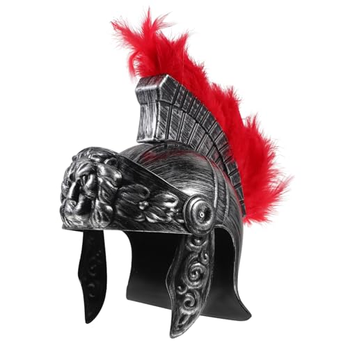 HANABASS Römischer Kriegerhelm mit Federdesign Mittelalterliches Cosplay Kostümzubehör für Fasching Mottopartys und Theateraufführungen Einfach zu Tragen Historisch Inspiriert von HANABASS