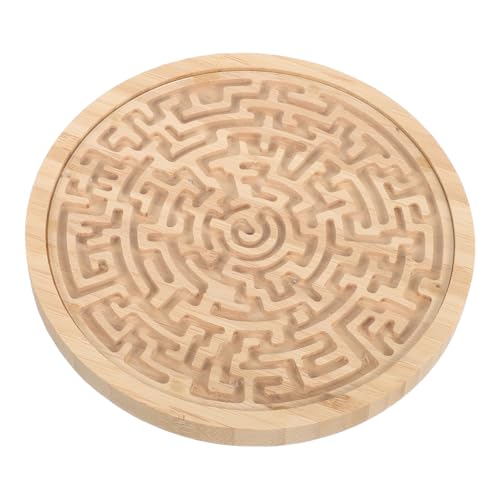 HANABASS Rundes Holzlabyrinth Spielbrett für Pädagogisches Balance Trainings Puzzle Tragbares Bead Maze Lernspielzeug für Vorschulkinder Fördert Soziale Interaktion und Koordination von HANABASS