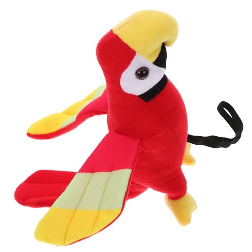 HANABASS Schulterpapierpuppe Kuscheltier für spielzeuge für Toys Schulterpapagei Pirat Piraten-Papagei-Plüsch Plüsch-Papagei-Puppe Stofftier Papagei rot von HANABASS