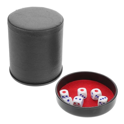 HANABASS Silent Dice Set mit PU Leder Würfelbecher und Würfeln Geräuschdämpfender Würfel Shaker mit Stand für Spannende Spieleabende und Stilvolle Spielaccessoires von HANABASS