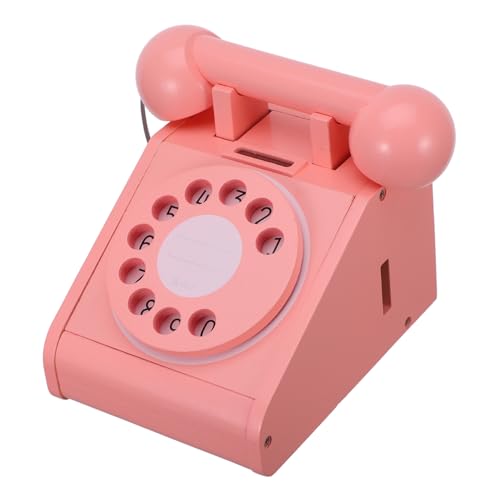 HANABASS Simulations-Plattenspieler-Telefon Interaktionsspielzeug Gefälschtes Telefon Simuliertes Telefon Aus Holz Spielhausversorgung Telefon Telefonmodell Rosa Hölzern von HANABASS