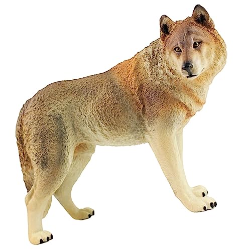 HANABASS Simulierte Palm -wolfsspielzeug Kinderspielzeug Wolfsfiguren Dekoratives Tiermodell Simuliertes Tiermodell Wolf Ornament Für Wolf-Ornament Plastik Brown von HANABASS