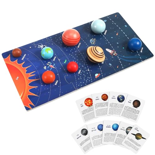 HANABASS Solar System Puzzle für Planeten Lernspielzeug Interaktives Weltraum Puzzle Holzspielzeug für Vorschulkinder Bildungsmaterial und Kreative Spiele von HANABASS