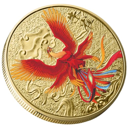 HANABASS Souvenirmünze mit Rosenfinchmuster Dekorative Gedenkmünze aus Hochwertiger für Münzsammler Chinesische Mythische Kreaturen Langlebig und von HANABASS