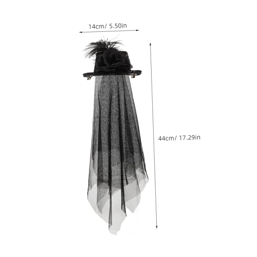 HANABASS Steampunk Clip Kleine Billycock Haarnadel mit Zahnrädern und Dunklem Blumennetz Vintage Gothic Accessoire für Damen Party Karneval Mottoparty von HANABASS