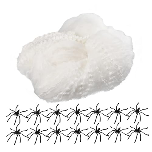 HANABASS The-Dark Halloween Spider Web Dekoration mit Schwarzen Plastikspinnen und Dehnbarem Weißem Spinnennetz für Gruselige Wanddeko und Party Indoor Outdoor HANABASS The-Dark Halloween Spider Web Dekoration mit Schwarzen Plastikspinnen und Dehnbarem Weißem Spinnennetz für Gruselige Wanddeko und Party Indoor Outdoor von HANABASS