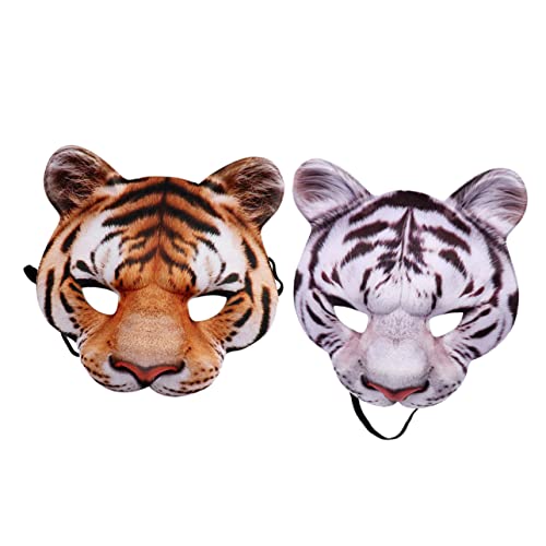 HANABASS Tiger Maske Tiger Gesichtsbedeckung für Halloween und Karneval Unisex Tiermaske Weiß und Gelb für Kostümpartys und Cosplay HANABASS Tiger Maske Tiger Gesichtsbedeckung für Halloween und Karneval Unisex Tiermaske Weiß und Gelb für Kostümpartys und Cosplay von HANABASS