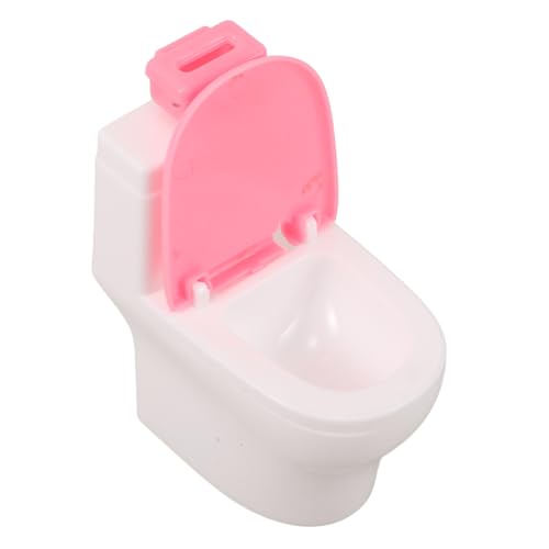 HANABASS Toilettenspielzeug Puppen Puppenhaus Miniaturtoilette Simulation Toilette Puppenhausmöbel Puppentoilette Spielzeugtoilette Kunststoff von HANABASS