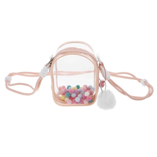 HANABASS Transparenter Puppenaufbewahrungstasche mit Schulterriemen und Pompons Tragbare Display Hülle für Mini Figuren Staubdicht für Sichere Aufbewahrung von Puppen und Sammlerstücken von HANABASS