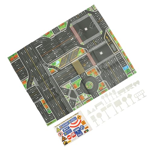 HANABASS Verkehrsspielmatte mit Teiligem Verkehrszeichen Set Bunte Realistische Straßenmarkierungen Interaktives Lernspielzeug für Straßenregeln und Eltern Junge Mädchen Spiel Langlebig von HANABASS