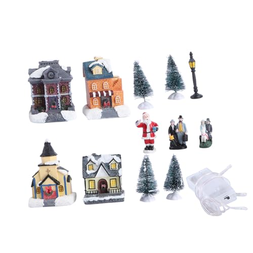 HANABASS Weihnachtliche Miniatur Holzhaus Deko mit LED Licht Buntes Leuchtendes Tischhaus für Festliche Wohnraumgestaltung Weihnachtsdekoration Geschenkset für Party Langlebig und HANABASS Weihnachtliche Miniatur Holzhaus Deko mit LED Licht Buntes Leuchtendes Tischhaus für Festliche Wohnraumgestaltung Weihnachtsdekoration Geschenkset für Party Langlebig und von HANABASS