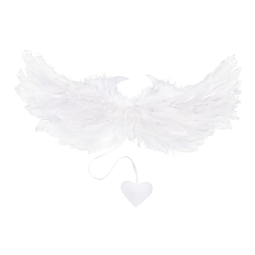 HANABASS Weiße Engelsflügel Cosplay Prop Damen Federflügel Leicht und Bequem für Halloween Karneval Party Bühnenaufführung Zubehör von HANABASS