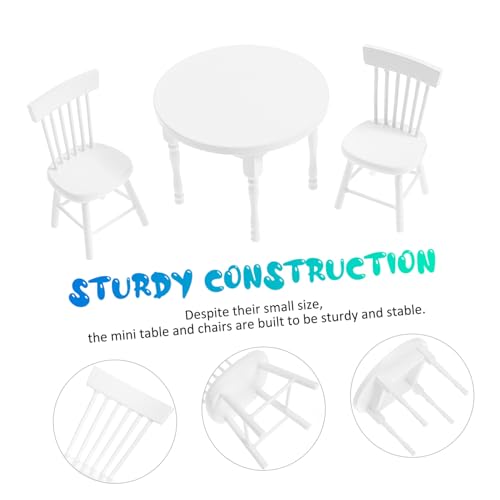 HANABASS Weißes Puppenhaus Tisch Stühle Holz Miniatur Esstisch Möbel für Puppenhaus Küche Zubehör HANABASS Weißes Puppenhaus Tisch Stühle Holz Miniatur Esstisch Möbel für Puppenhaus Küche Zubehör von HANABASS