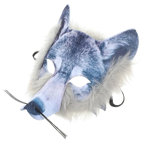 HANABASS Wolfsmaske Tiermaske mit halbem Gesicht Party-Cosplay-Requisite Ohren Wolfskopf Gruselige Maske halloween costume halloween kleidung wolfmaske tierische Maske Maskerademaske Vlies von HANABASS