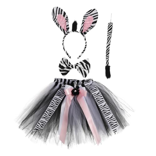 HANABASS Zebra Kostüm aus Polyester Weiches Tutu Rock Schleife und Ohren Haarband Robustes Dschungel Tierkostüm für Halloween Fasching Karneval Cosplay HANABASS Zebra Kostüm aus Polyester Weiches Tutu Rock Schleife und Ohren Haarband Robustes Dschungel Tierkostüm für Halloween Fasching Karneval Cosplay von HANABASS