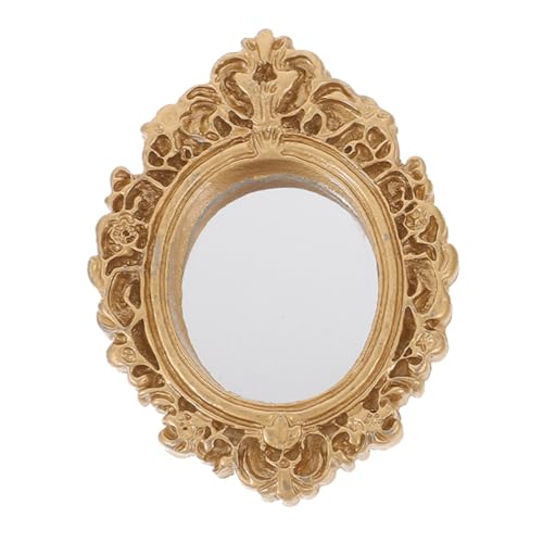 HANABASS klassischer Mini-Spiegel Material Puppe Miniatur kleine wandspiegel Mini-Spiegel- Spiegel für Minihaus Kleiner Wandspiegel Vintage -Spiegel Spiegelmodelle Abs Golden von HANABASS