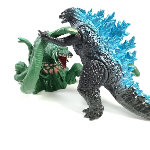 Godzill Toys Dinosaurier-Spielzeug, Der König der Monster, bewegliche gemeinsame Actionfiguren, Mini-Dinosaurier-Spielsets, Kindergeburtstagsgeschenke, Kuchenaufsätze, Packung (Blau G & Grün) von HANBO