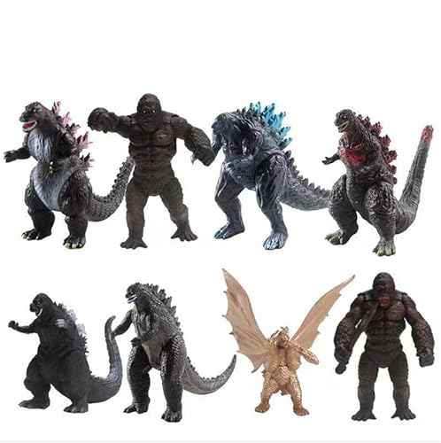 HANBO The King of Monster Toys Bewegliche Gelenk-Actionfiguren, Mini-Dinosaurier-Spielsets, Kindergeburtstagsgeschenke, Kuchenaufsätze, Packung (8 Stück, Gold) von HANBO