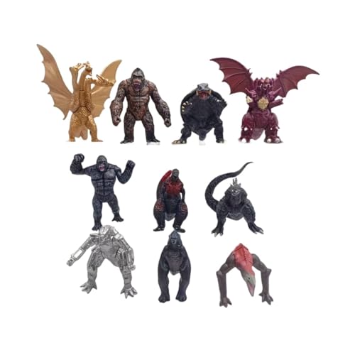 HANBO The King of Monster Toys Bewegliche Gelenk-Actionfiguren, Mini-Dinosaurier-Spielsets, Kindergeburtstagsgeschenke, Kuchenaufsätze, Packung (Mini 10 Gold) von HANBO