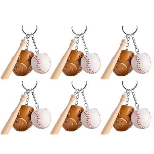 HANGELI Baseball-Schlüsselanhänger, Baseball-Schlüsselhalter, Rucksack, Geldbörse, Charm-Anhänger, Schlüsselanhänger, Zubehör, Kindergeburtstag, Partyzubehör, 6 Stück HANGELI Baseball-Schlüsselanhänger, Baseball-Schlüsselhalter, Rucksack, Geldbörse, Charm-Anhänger, Schlüsselanhänger, Zubehör, Kindergeburtstag, Partyzubehör, 6 Stück von HANGELI