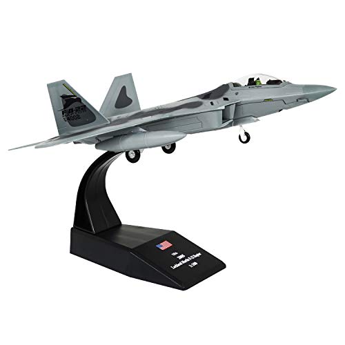 HANGOU 1/100 Scale F-22 Raptor Fighter Attack Plane Metal Fighter Military Model Fairchild Republic Diecast Plane Model for Commemorate Collection or Gift von HANGOU