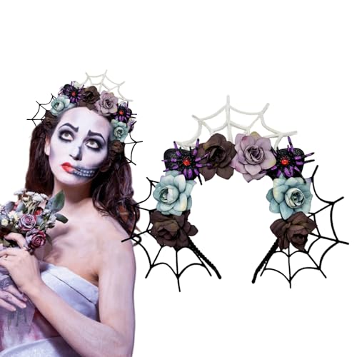 HANSAMU Geisterbraut Blumenkronen Stirnband Spinnennetz Kopfschmuck mexikanischer Haarschmuck für Frauen Mädchen Halloween Party Kostüm HANSAMU Geisterbraut Blumenkronen Stirnband Spinnennetz Kopfschmuck mexikanischer Haarschmuck für Frauen Mädchen Halloween Party Kostüm von HANSAMU