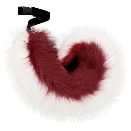 HAOAN Kunstpelz Wolf Fuchsschwanz Pelzkostüm Zubehör für Halloween Party Cosplay, Rotweiß, Einheitsgröße HAOAN Kunstpelz Wolf Fuchsschwanz Pelzkostüm Zubehör für Halloween Party Cosplay, Rotweiß, Einheitsgröße von HAOAN