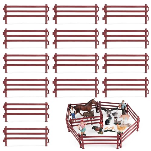 HAOBIN Corral Fechten Panel ZubehöR Kunststoff Zaun Pferd Corral Fechten ZubehöR Kunststoff Farm ZäUne Bauernhof Mini Gartenzaun Bauernhoftiere DIY Puppenhau Dekorationsbedarf (MarronA 20pcs 16cm) von HAOBIN