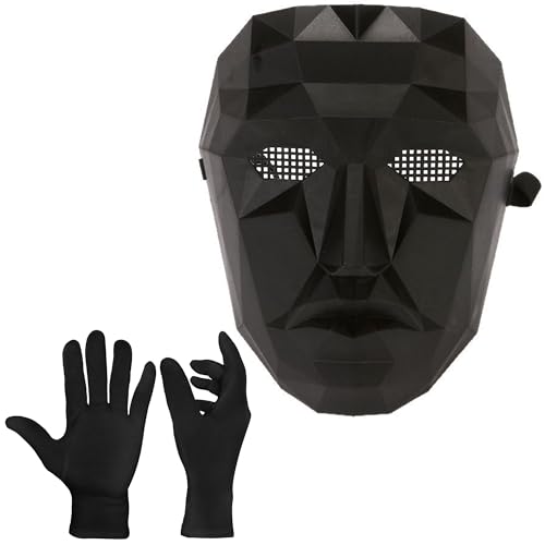 HAOBIN The Game Maske The squid Maske Masken Kommt mit einem Paar schwarzer Handschuhe Geeignet für Halloween, Fasching und Kostüme für Männer und Frauen (schwarz Chef) von HAOBIN