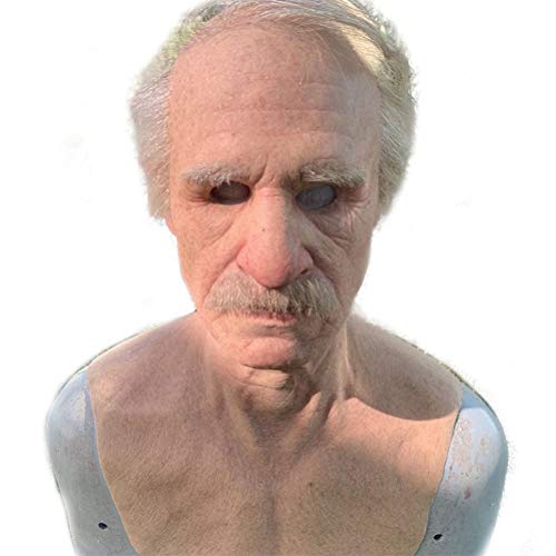 HAOHIZE Alter Mann Maske Realistisch, Herren-Opa Halloween-Gesichtsbedeckung für Männer Realistische Halloween-Maske mit menschlichem Faltengesicht Elder-Kopfbedeckung Maskerade-Requisite HAOHIZE Alter Mann Maske Realistisch, Herren-Opa Halloween-Gesichtsbedeckung für Männer Realistische Halloween-Maske mit menschlichem Faltengesicht Elder-Kopfbedeckung Maskerade-Requisite von HAOHIZE