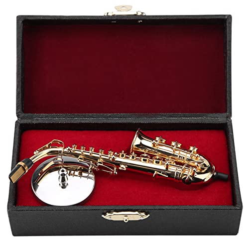 HAOHIZE Exquisite Miniatur-Nachbildung eines Altsaxophons mit vergoldeter Oberfläche und Ständer aus Holz, gutes für Musiker HAOHIZE Exquisite Miniatur-Nachbildung eines Altsaxophons mit vergoldeter Oberfläche und Ständer aus Holz, gutes für Musiker von HAOHIZE