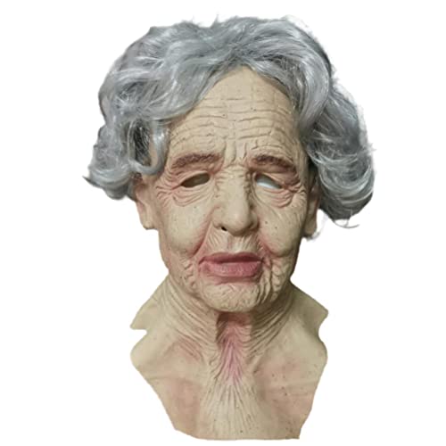 HAOHIZE Masken für alte Männer und Frauen, realistische Gesichtsmaske, gruselige Maske, Faltengesicht, Opa-Maske, Halloween-Kostüm-Requisiten, Gesichtsbedeckung, Neuheit, Alter (2) von HAOHIZE