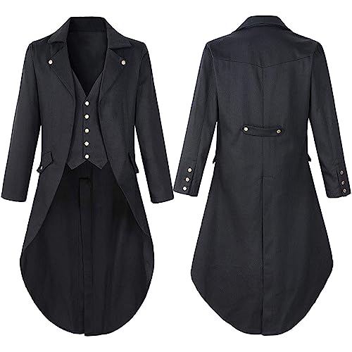 2024 Herren Mantel Mode Trenchcoat Gothic Mantel Lang Vintage Halloween Jacke, Mittelalter Steampunk Kleidung, Halloween Kostüm, Sale Clearance Long Sleeved Revers Slim Mantel, Stilvoll Smokingjacke 2024 Herren Mantel Mode Trenchcoat Gothic Mantel Lang Vintage Halloween Jacke, Mittelalter Steampunk Kleidung, Halloween Kostüm, Sale Clearance Long Sleeved Revers Slim Mantel, Stilvoll Smokingjacke von HAOLEI