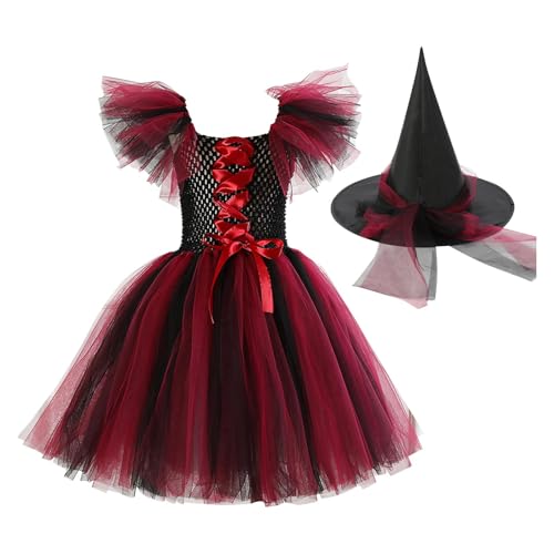 Halloween Kleid Mädchen Kinder Fliegen Ärmel Mesh Kleider Hexe Halloween Kostüm Cosplay Performance Rock + Hut Süßes Und Modisches Party Kostüm Weihnachten Prinzessin Kleid Karneval Geburtstag Halloween Kleid Mädchen Kinder Fliegen Ärmel Mesh Kleider Hexe Halloween Kostüm Cosplay Performance Rock + Hut Süßes Und Modisches Party Kostüm Weihnachten Prinzessin Kleid Karneval Geburtstag von HAOLEI