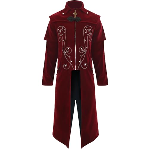 Halloween Mittelalter Viktorianische Jacke Kostüme Für Männer, Steampunk Gothic Mantel Uniform Renaissance Party Cosplay Kostüme Halloween Kostüm Punk Retro Frack Mit Langen Ärmeln von HAOLEI