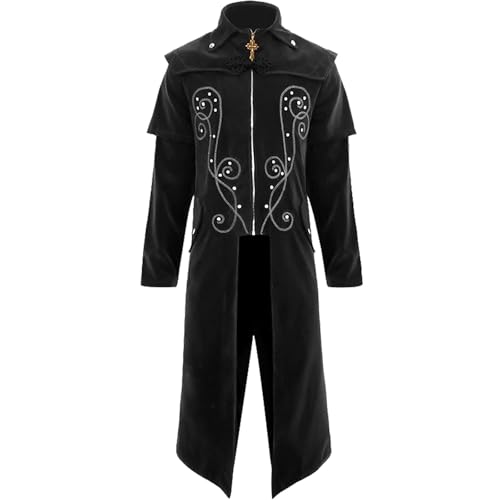 Halloween Mittelalter Viktorianische Jacke Kostüme Für Männer, Steampunk Gothic Mantel Uniform Renaissance Party Cosplay Kostüme Halloween Kostüm Punk Retro Frack Mit Langen Ärmeln von HAOLEI