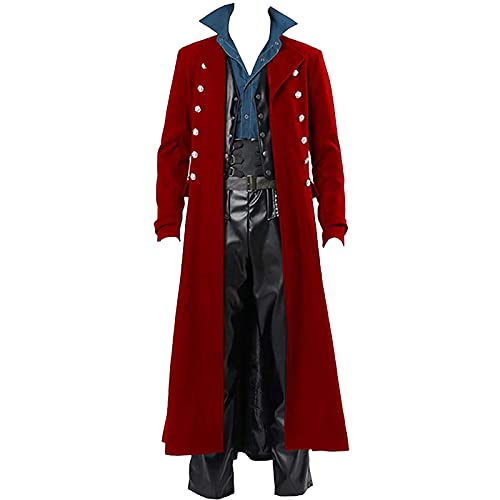 Halloween Mittelalter Viktorianische Jacke Kostüme Für Männer, Steampunk Gothic Mantel Uniform Renaissance Party Cosplay Kostüme Steampunk Kostüm Vintage Halloween Trenchcoat Jacke von HAOLEI