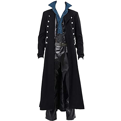 Halloween Mittelalter Viktorianische Jacke Kostüme Für Männer, Steampunk Gothic Mantel Uniform Renaissance Party Cosplay Kostüme Steampunk Kostüm Vintage Halloween Trenchcoat Jacke von HAOLEI