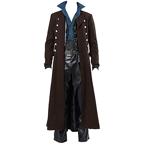 Halloween Mittelalter Viktorianische Jacke Kostüme Für Männer, Steampunk Gothic Mantel Uniform Renaissance Party Cosplay Kostüme Steampunk Kostüm Vintage Halloween Trenchcoat Jacke von HAOLEI