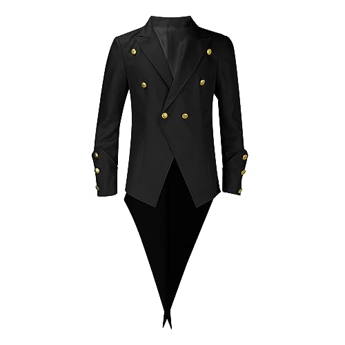 Herren Gothic Steampunk Vintage Jacke Mittelalter Viktorianischen Uniform Karneval Fasching Halloween Cosplay Kostüm Langärmlige Steampunk Frackjacke Mit Reverskragen von HAOLEI