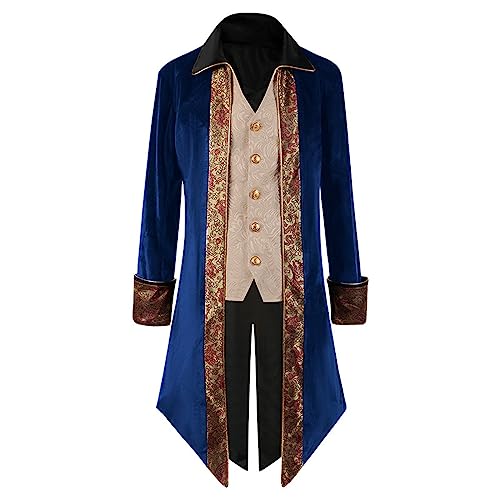 Herren Jacke Mittelalter Gothic Frack Steampunk Mantel Halloween Karneval Cosplay Kostüm Mit Bedruckter Frackjacke Revers Vintage Viktorianischen von HAOLEI