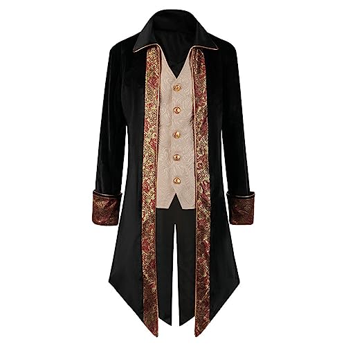 Herren Jacke Mittelalter Gothic Frack Steampunk Mantel Halloween Karneval Cosplay Kostüm Mit Bedruckter Frackjacke Revers Vintage Viktorianischen von HAOLEI