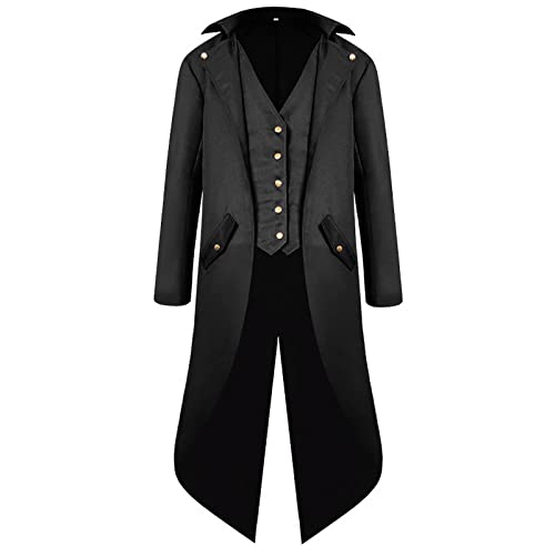 Herren Mantel Mode Trenchcoat Gothic Mantel Lang Vintage Halloween Jacke, Mittelalter Steampunk Kleidung, Halloween Kostüm, Sale Clearance Long Sleeved Revers Slim Mantel, Stilvoll Smokingjacke Herren Mantel Mode Trenchcoat Gothic Mantel Lang Vintage Halloween Jacke, Mittelalter Steampunk Kleidung, Halloween Kostüm, Sale Clearance Long Sleeved Revers Slim Mantel, Stilvoll Smokingjacke von HAOLEI