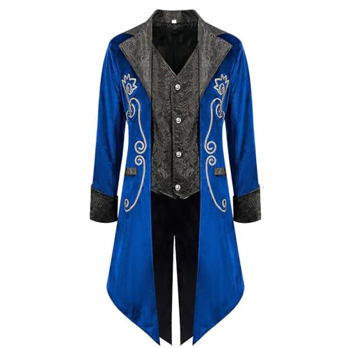 Herren Mittelalterliche Steampunk Jacke, Gothic Mittelalter Frack Mantel Halloween Kostüm Vintage Renaissance Kleidung Frack Steampunk Retro Frack Revers Gericht Anzug Jacke Herren Mittelalterliche Steampunk Jacke, Gothic Mittelalter Frack Mantel Halloween Kostüm Vintage Renaissance Kleidung Frack Steampunk Retro Frack Revers Gericht Anzug Jacke von HAOLEI