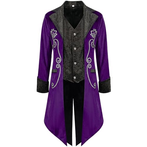 Herren Mittelalterliche Steampunk Jacke, Gothic Mittelalter Frack Mantel Halloween Kostüm Vintage Renaissance Kleidung Frack Steampunk Retro Frack Revers Gericht Anzug Jacke Herren Mittelalterliche Steampunk Jacke, Gothic Mittelalter Frack Mantel Halloween Kostüm Vintage Renaissance Kleidung Frack Steampunk Retro Frack Revers Gericht Anzug Jacke von HAOLEI