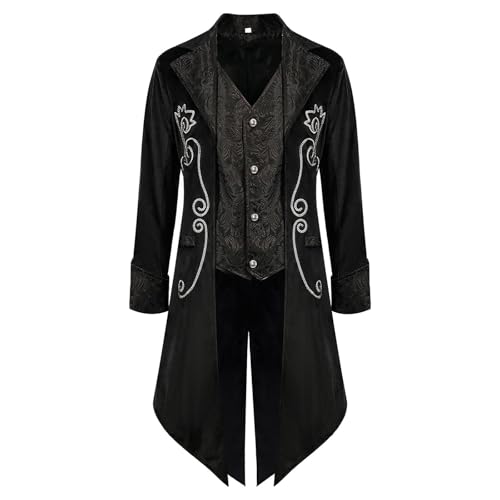 Herren Mittelalterliche Steampunk Jacke, Gothic Mittelalter Frack Mantel Halloween Kostüm Vintage Renaissance Kleidung Frack Steampunk Retro Frack Revers Gericht Anzug Jacke Herren Mittelalterliche Steampunk Jacke, Gothic Mittelalter Frack Mantel Halloween Kostüm Vintage Renaissance Kleidung Frack Steampunk Retro Frack Revers Gericht Anzug Jacke von HAOLEI
