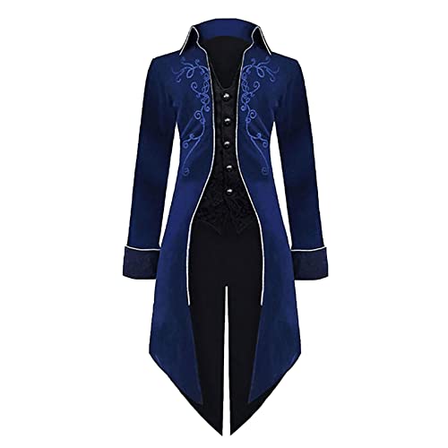 Herren Mittelalterliche Steampunk Jacke, Gothic Mittelalter Frack Mantel Halloween Kostüm Vintage Renaissance Kleidung Halloween Frack Mit Langen Ärmeln Und Revers Aus Wildleder Für Bühnenauftritte von HAOLEI
