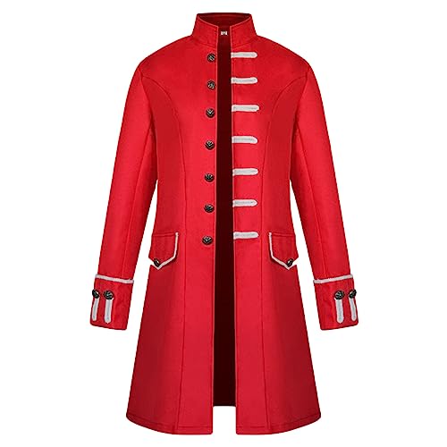 Herren Mittelalterliche Steampunk Jacke, Gothic Mittelalter Mantel Halloween Kostüm Vintage Renaissance Kleidung Steampunk Langarm Uniform Stehkragenjacke Herren Mittelalterliche Steampunk Jacke, Gothic Mittelalter Mantel Halloween Kostüm Vintage Renaissance Kleidung Steampunk Langarm Uniform Stehkragenjacke von HAOLEI