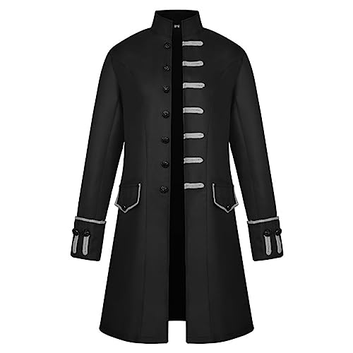 Herren Mittelalterliche Steampunk Jacke, Gothic Mittelalter Mantel Halloween Kostüm Vintage Renaissance Kleidung Steampunk Langarm Uniform Stehkragenjacke Herren Mittelalterliche Steampunk Jacke, Gothic Mittelalter Mantel Halloween Kostüm Vintage Renaissance Kleidung Steampunk Langarm Uniform Stehkragenjacke von HAOLEI